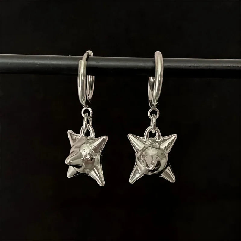 Goth Spiked Huggie Earrings – Morning Star Punk Hoops