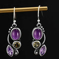 Boho Moonstone Amethyst Dangle Alloy Earrings