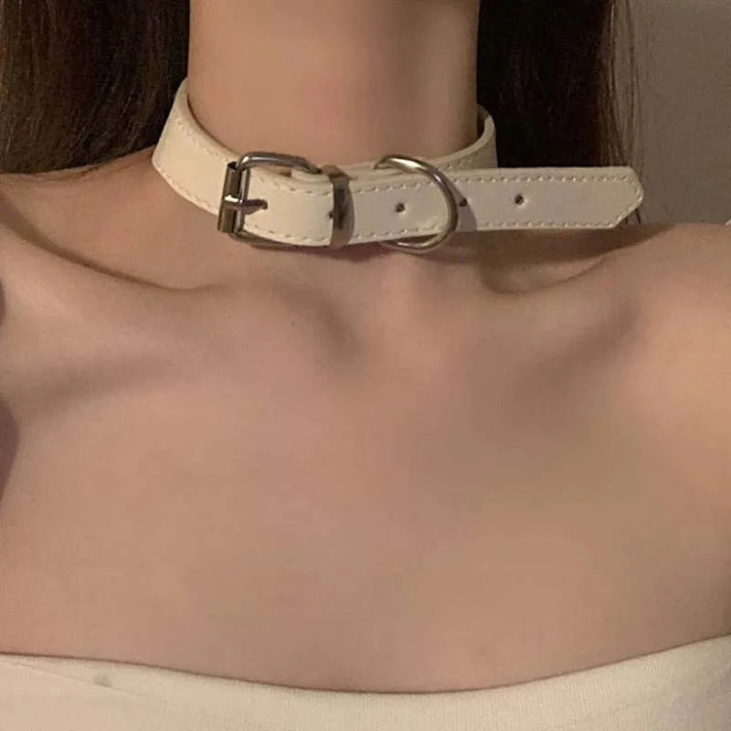 Y2K Punk Dog Claw Bone Choker PU Leather Necklace