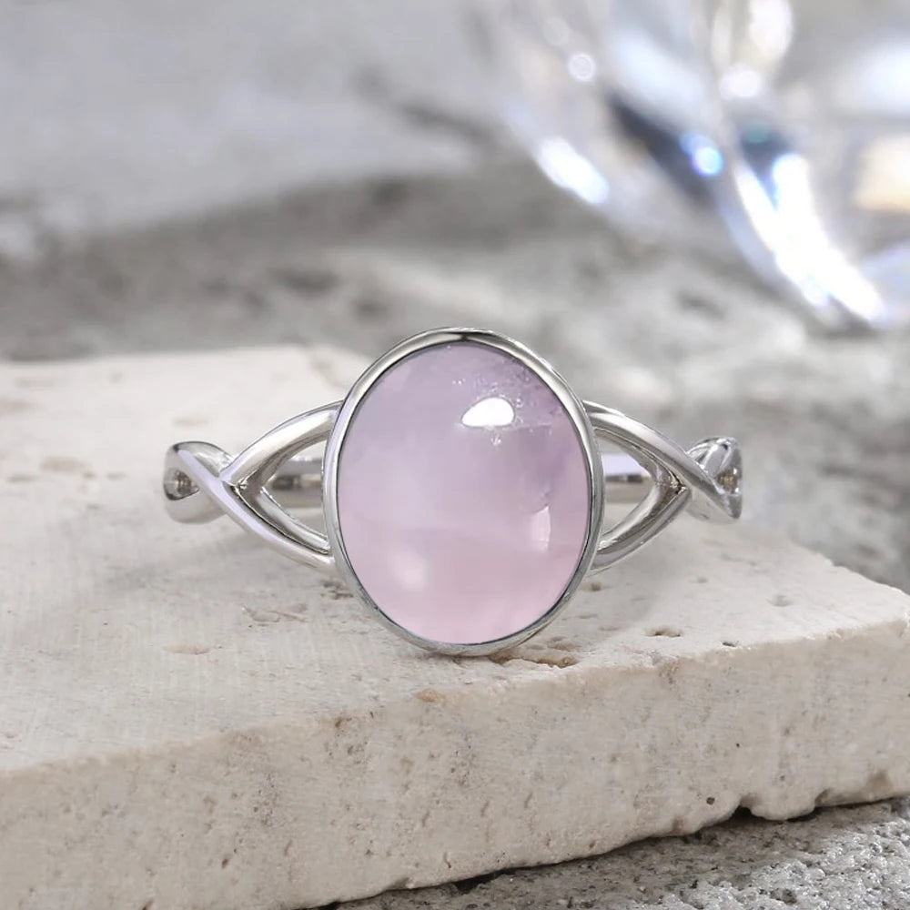 925 Sterling Silver Ring Natural 8-10mm Moonstone Ring