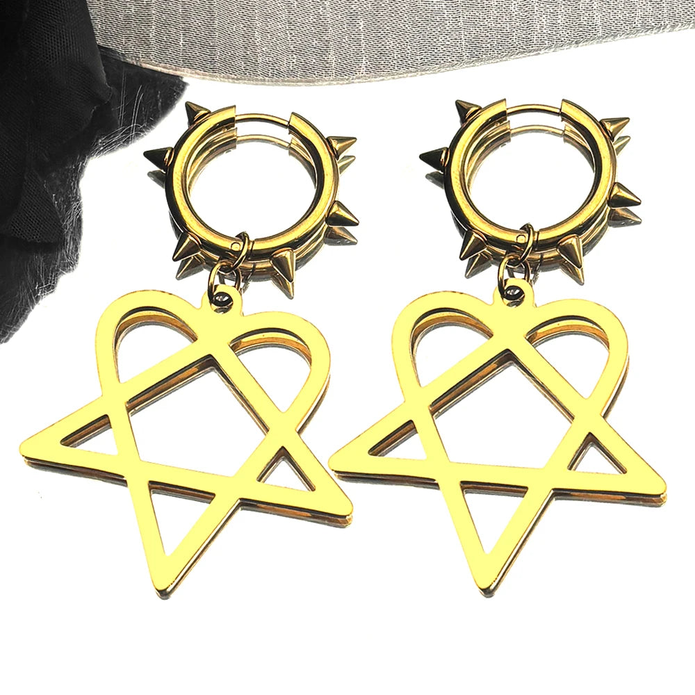 Punk Spike Rivet Goth Hoop Stainless Steel Earrings Collection