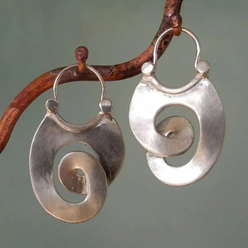 Gypsy Swirl Zinc Alloy Hoop Unusual Bold Earrings