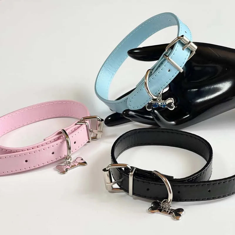 Y2K Punk Dog Claw Bone Choker PU Leather Necklace