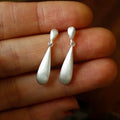 Matte 925 Sterling Silver Waterdrop Earrings