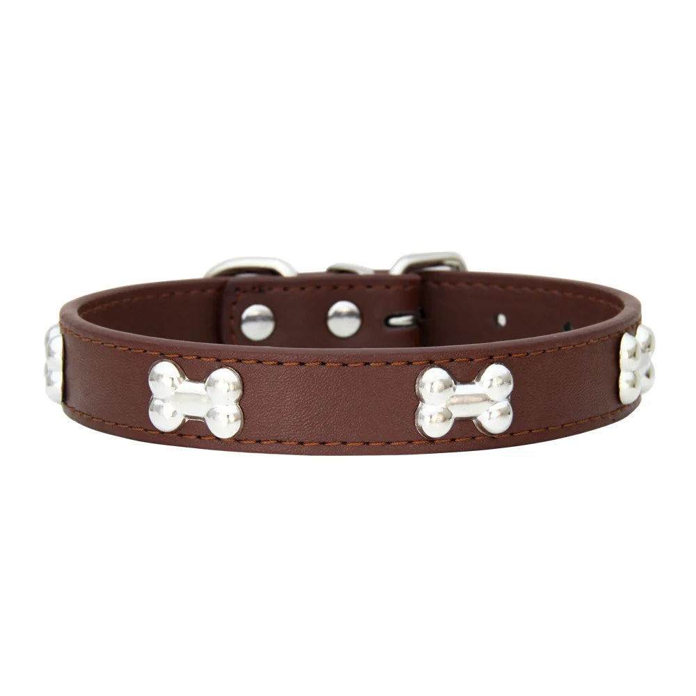 Bone Leather Durable Pet Dog Collar