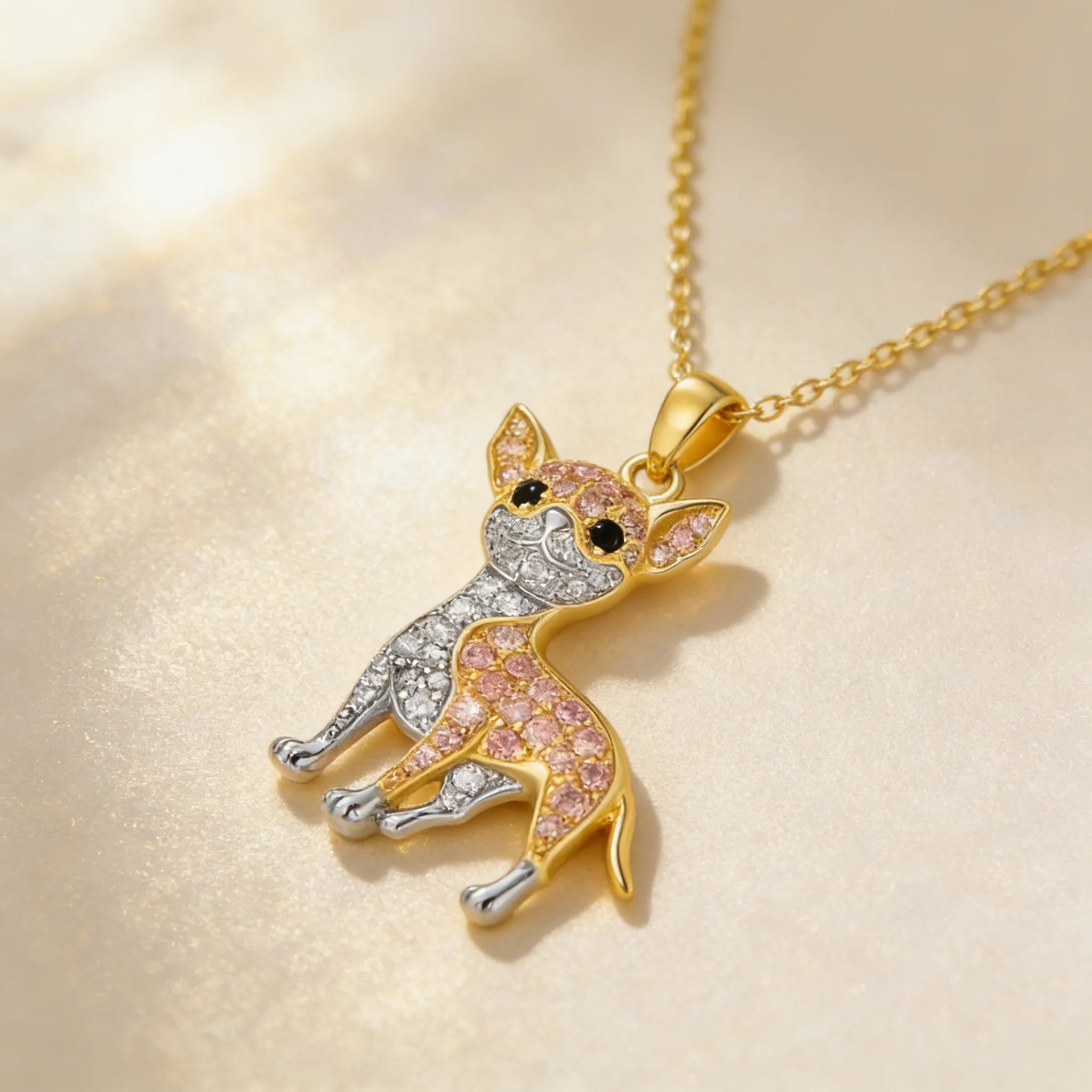 Collection of CZ Stone Dog Pendant Necklaces MANY BREEDS in Gold/Silver Tone Alloy - Choose Your Breed
