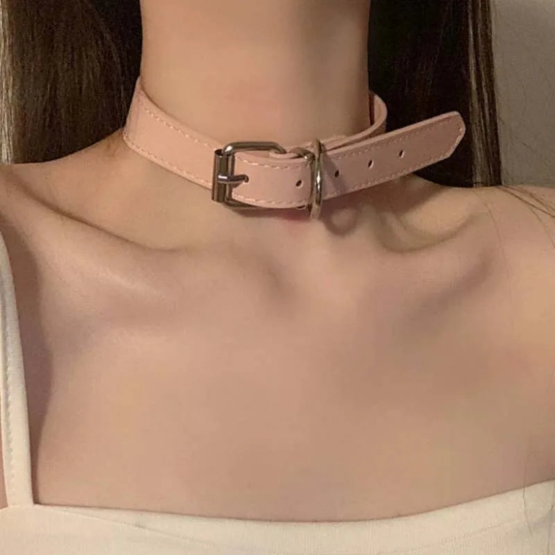 Y2K Punk Dog Claw Bone Choker PU Leather Necklace