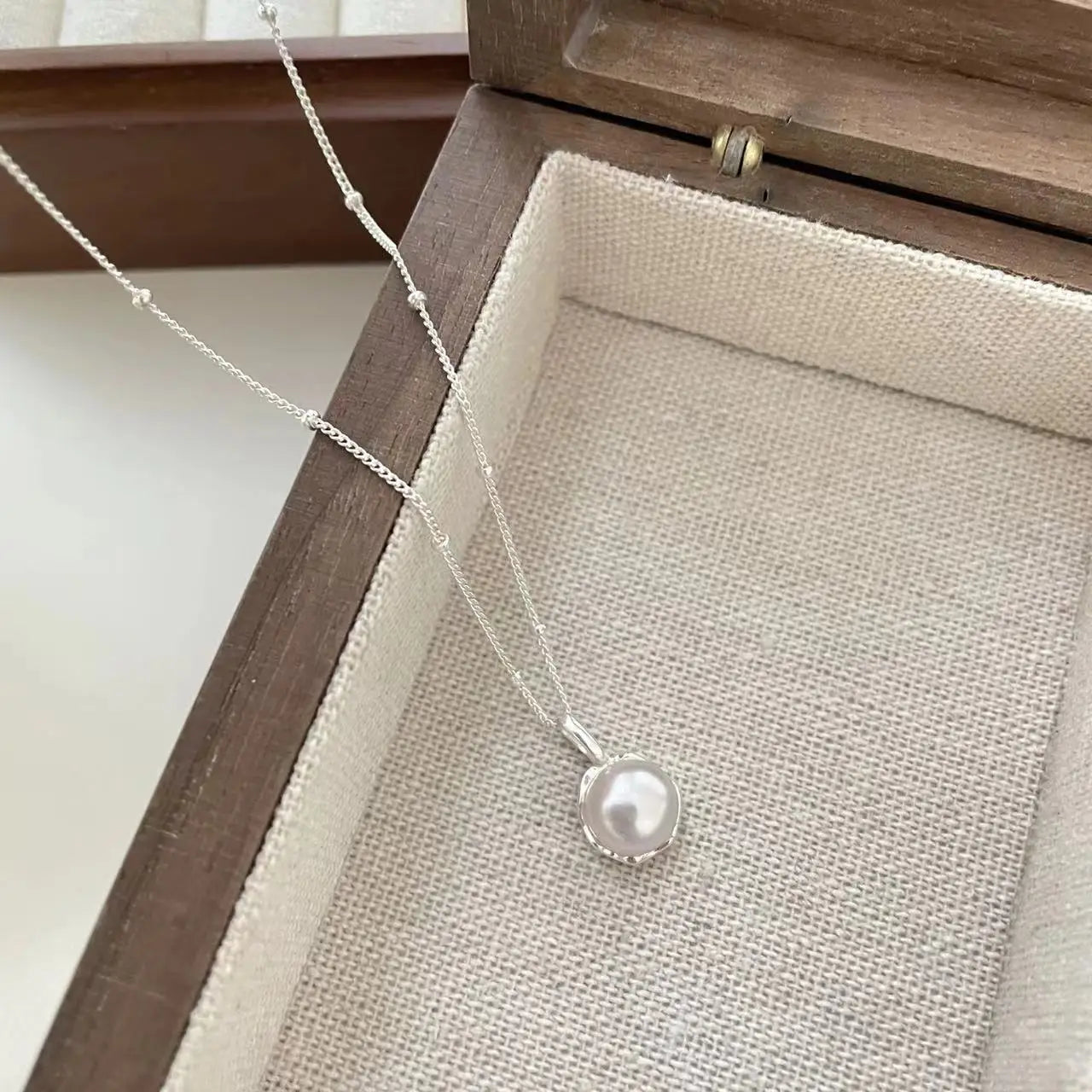 925 Sterling Silver Pearl Pendant Necklace