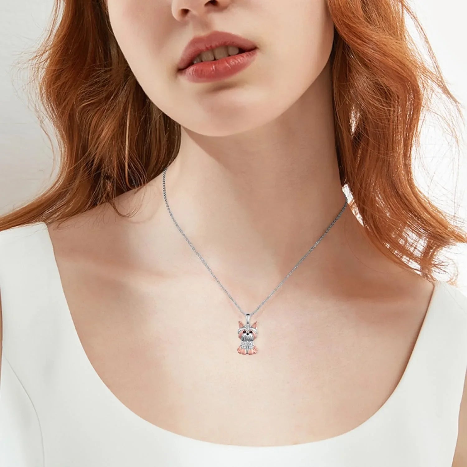 Cute Yorkshire Dog Pendant Necklace in Zinc Alloy + Comes in Several Colors
