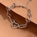 925 Sterling Silver Chain Link Heart Bracelet
