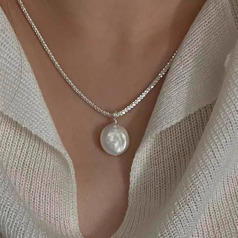 925 Sterling Silver Pearl Pendant Necklace