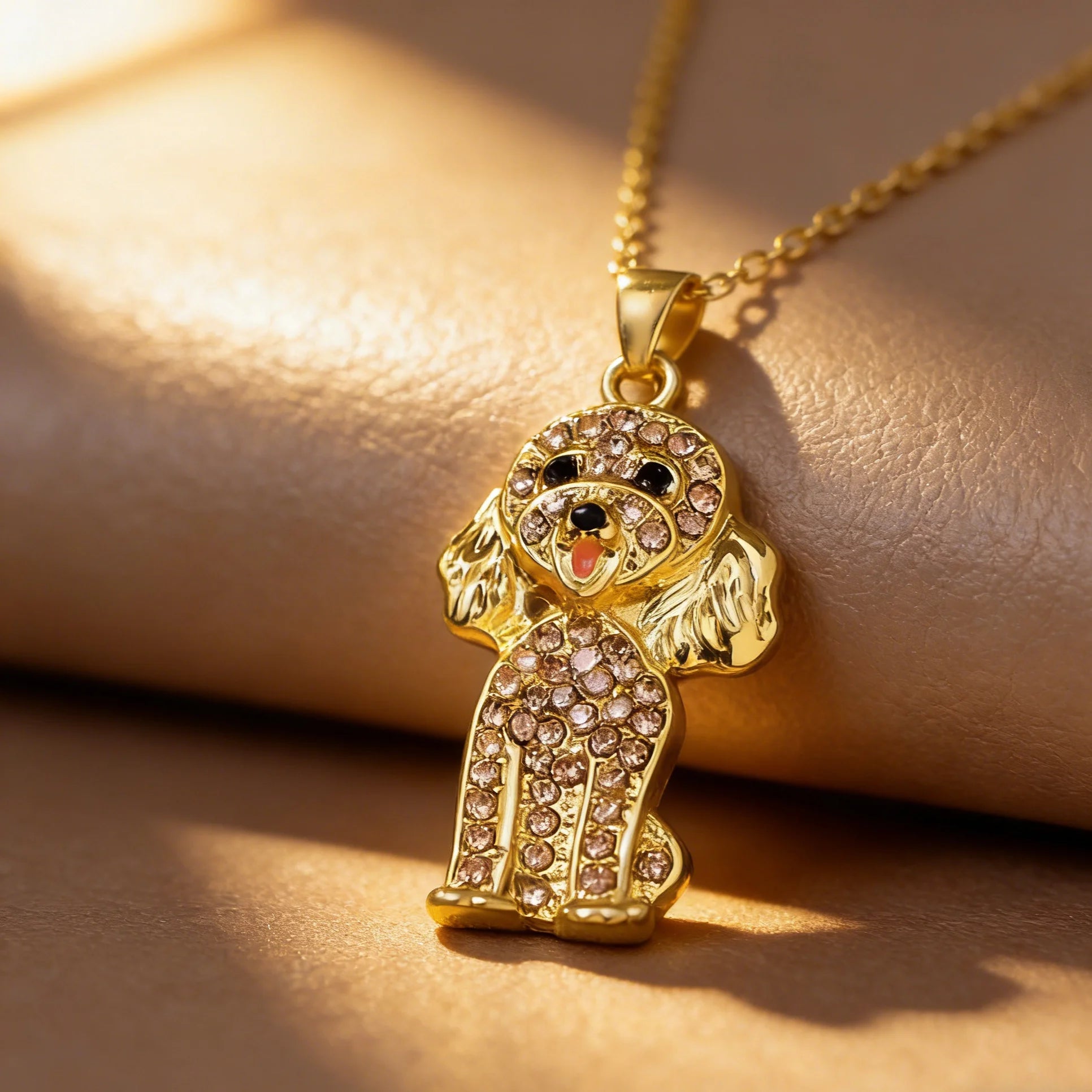Collection of CZ Stone Dog Pendant Necklaces MANY BREEDS in Gold/Silver Tone Alloy - Choose Your Breed