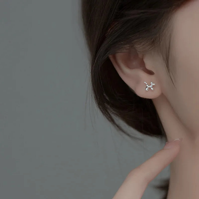 Mini Balloon Dog Earrings In Zinc Alloy - Precious, Darling, Feminine