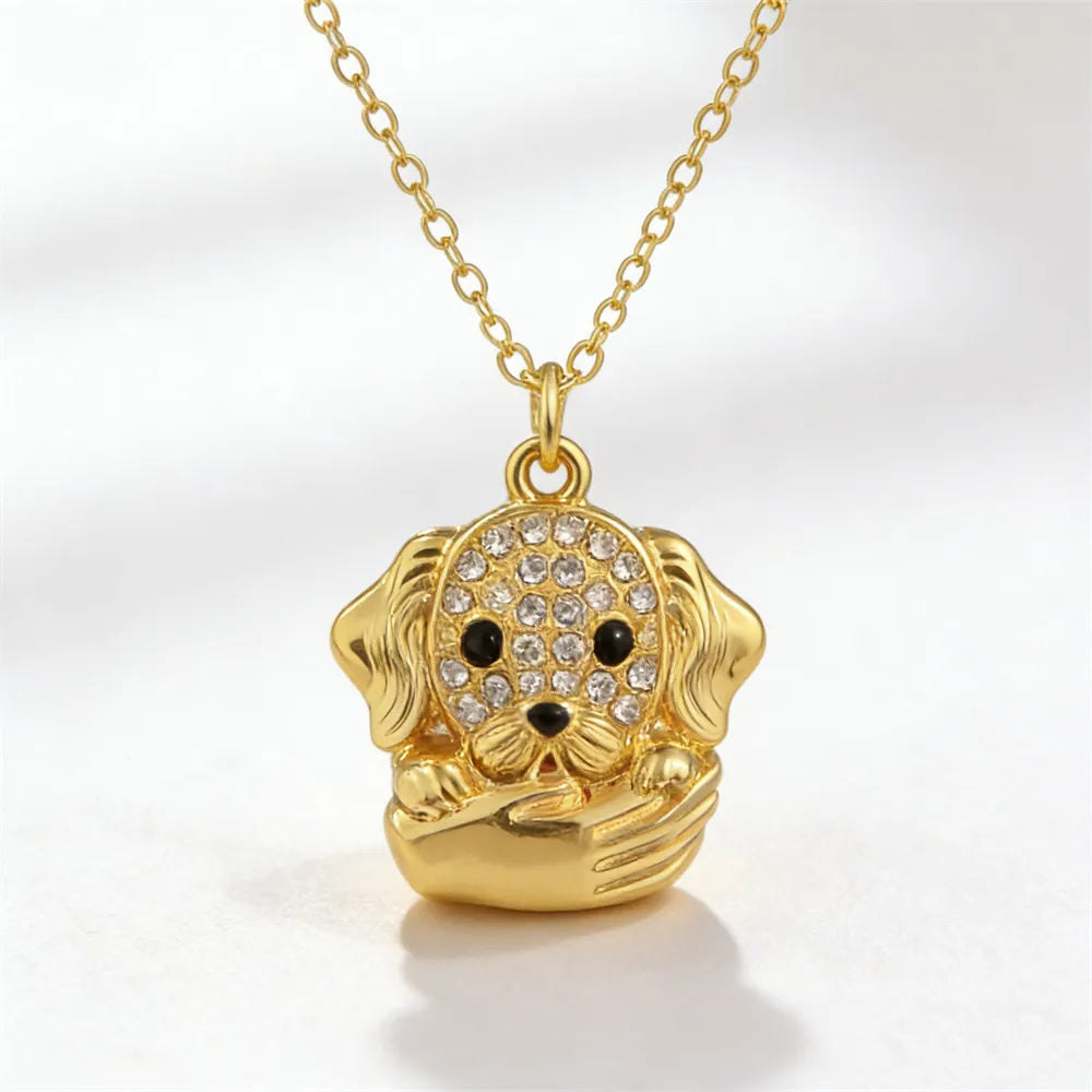 Collection of CZ Stone Dog Pendant Necklaces MANY BREEDS in Gold/Silver Tone Alloy - Choose Your Breed