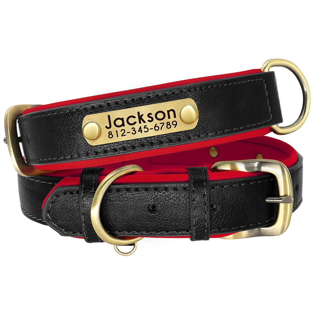 Faux Leather Adjustable Pet Collar - Customize, Engrave, Name Tag, ID Necklace