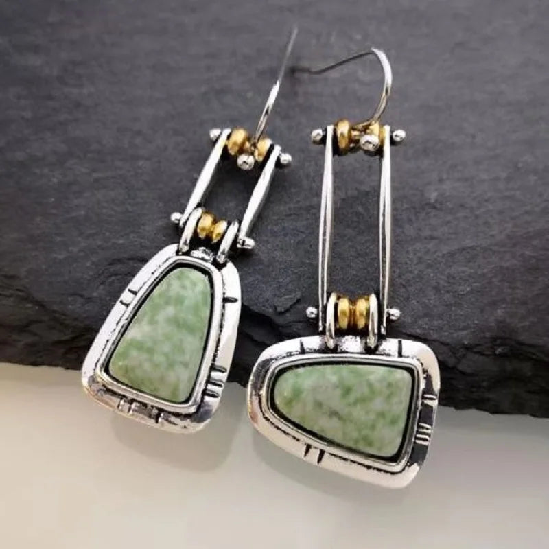 Selection of Very Unusual Boho Stone Asymmetric Dangle Alloy Earrings
