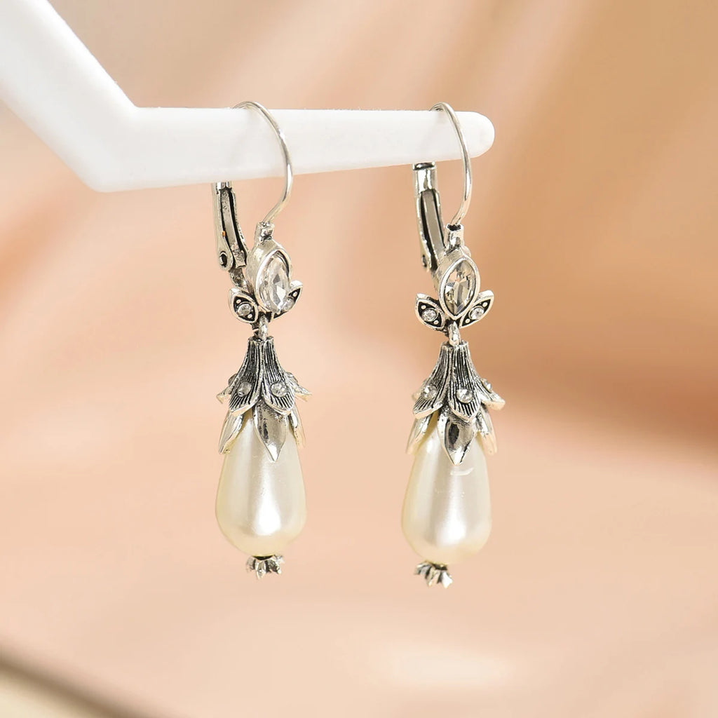 Vintage Inspired Crystal Pearls Alloy Earrings