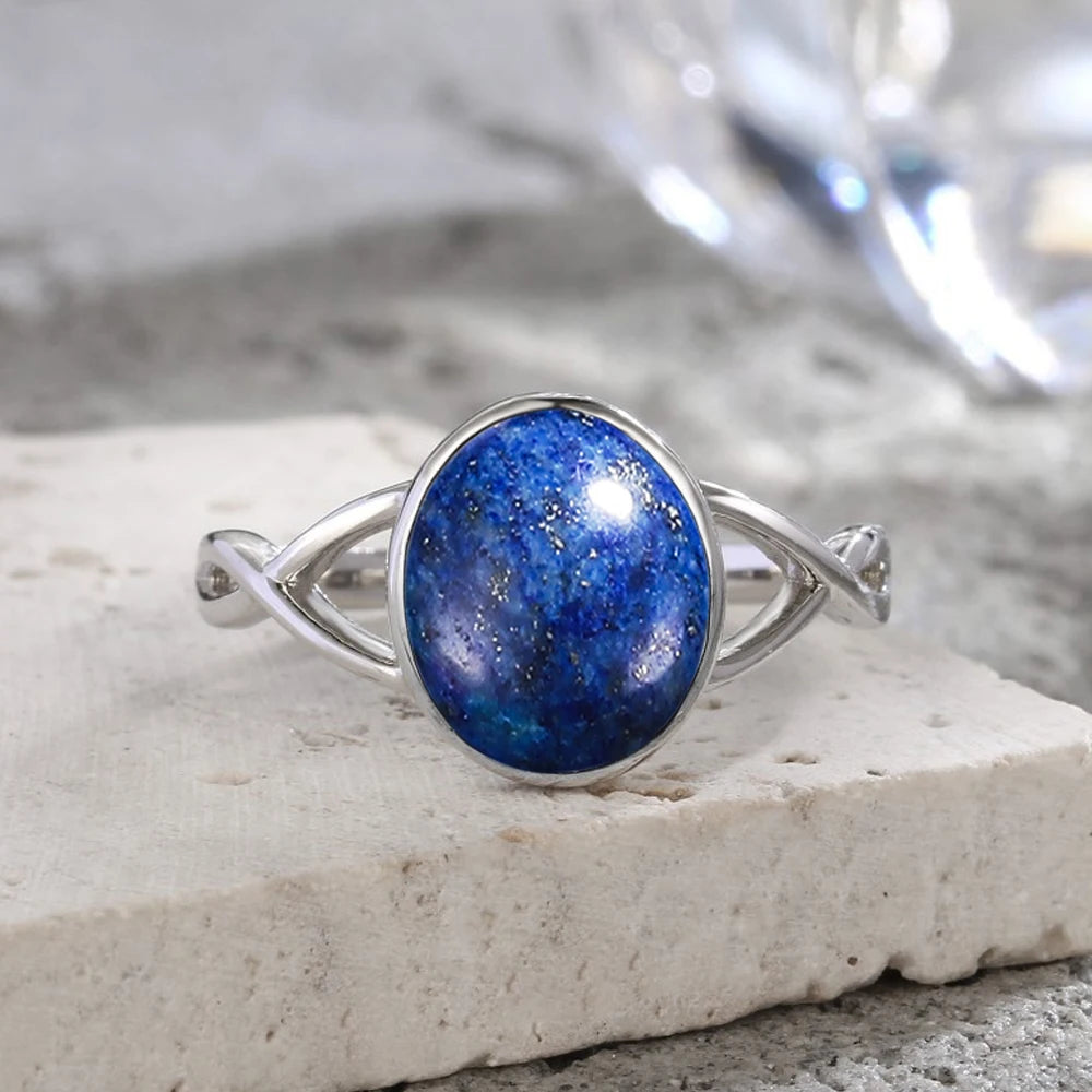 925 Sterling Silver Ring Natural 8-10mm Moonstone Ring