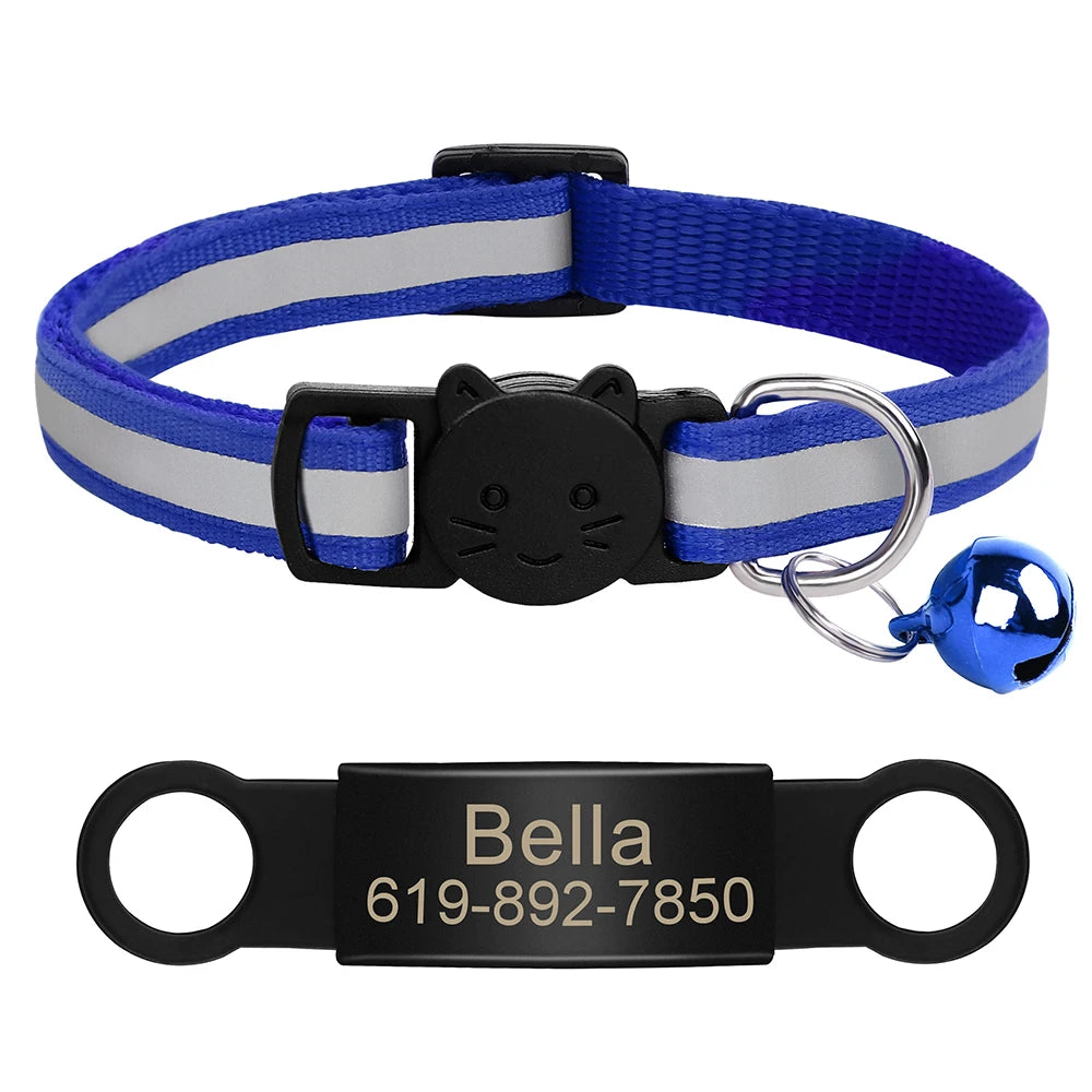 Reflective Fabric Pet Collar with Engravable ID Tag