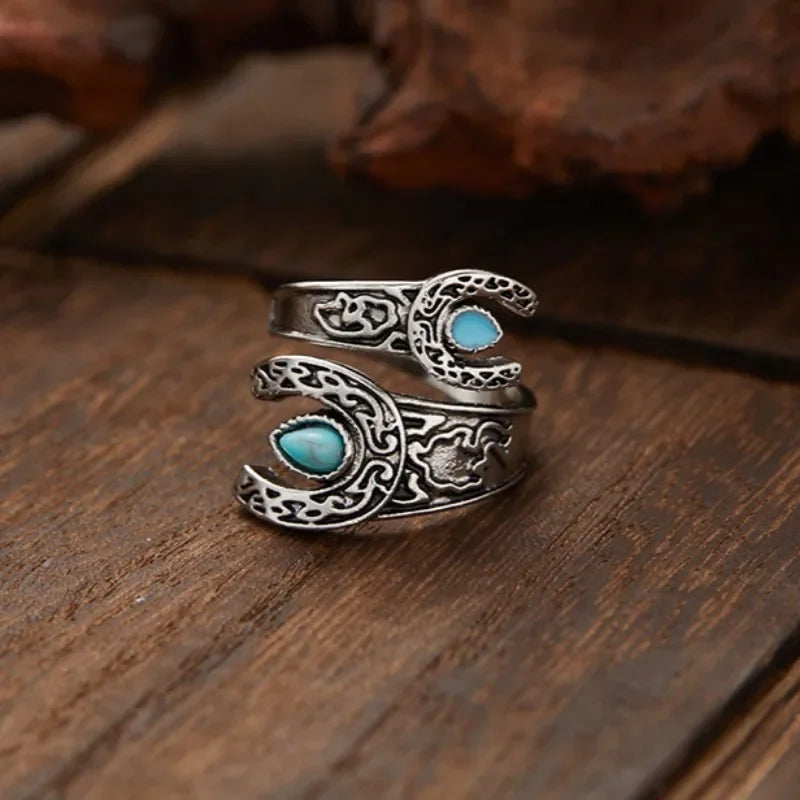 Amazing Collection of Turquoise Adjustable Zinc Alloy Rings - Bold, Statement, Boho