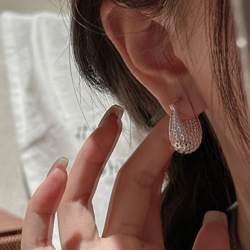 925 Sterling Silver Geometric Hoop Earrings