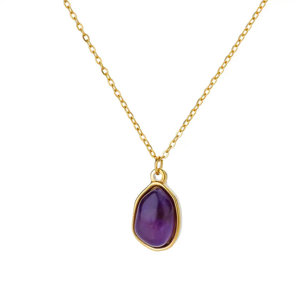 Opal Stone Pendant Stainless Steel Necklace