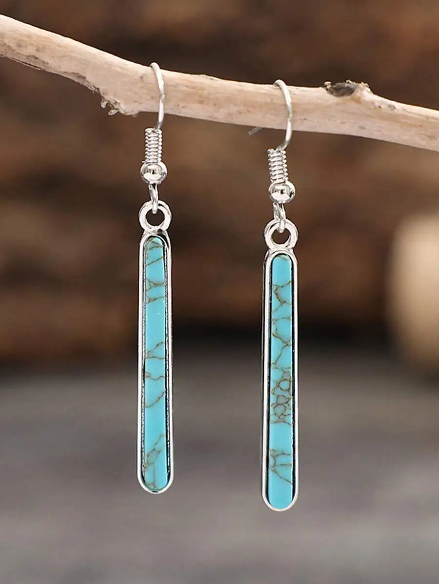 Bohemian Turquoise Long Bar Drop Zinc Alloy Earrings
