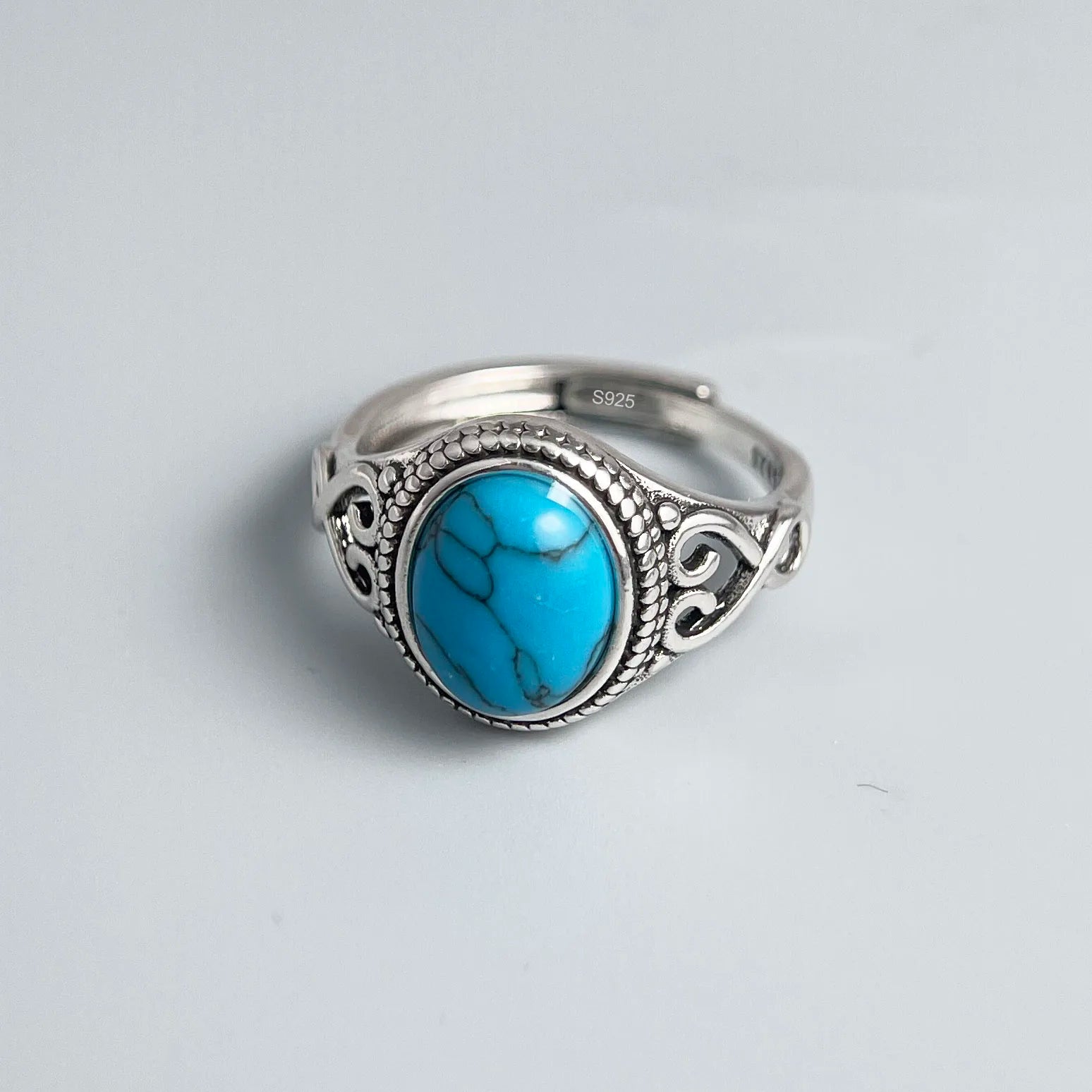 925 Sterling Silver Stone Adjustable Ring