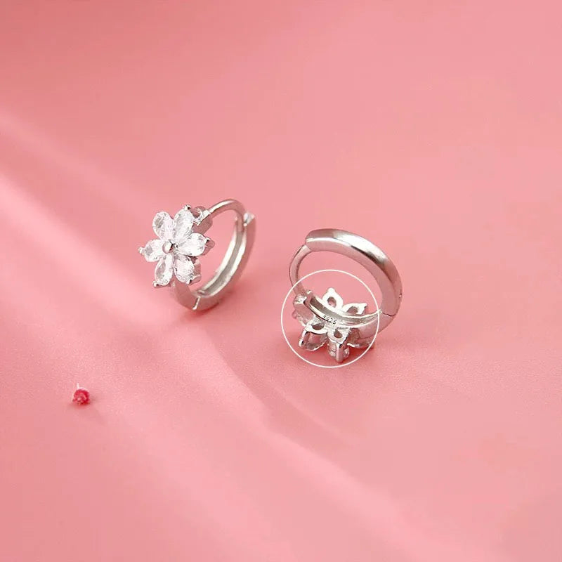 925 Sterling Silver Flower CZ Earrings