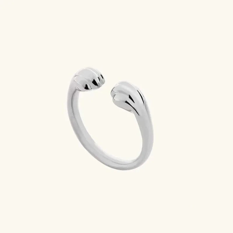 Cat Paw Hug Print Ring - Leaves Imprint, Made of Zinc Alloy, Adjustable, Very Cute