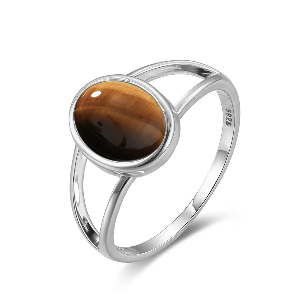 925 Sterling Silver Ring Natural 8-10mm Moonstone Ring