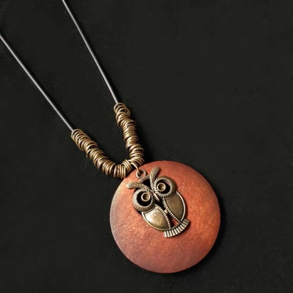 Retro Wooden Pendant Aluminum Alloy Chain Necklace Selection