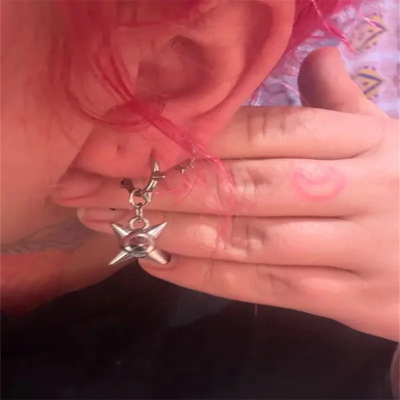 Goth Spiked Huggie Earrings – Morning Star Punk Hoops
