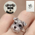 Adjustable Ring with Dog Head Face in Zinc Alloy with CZ Stones