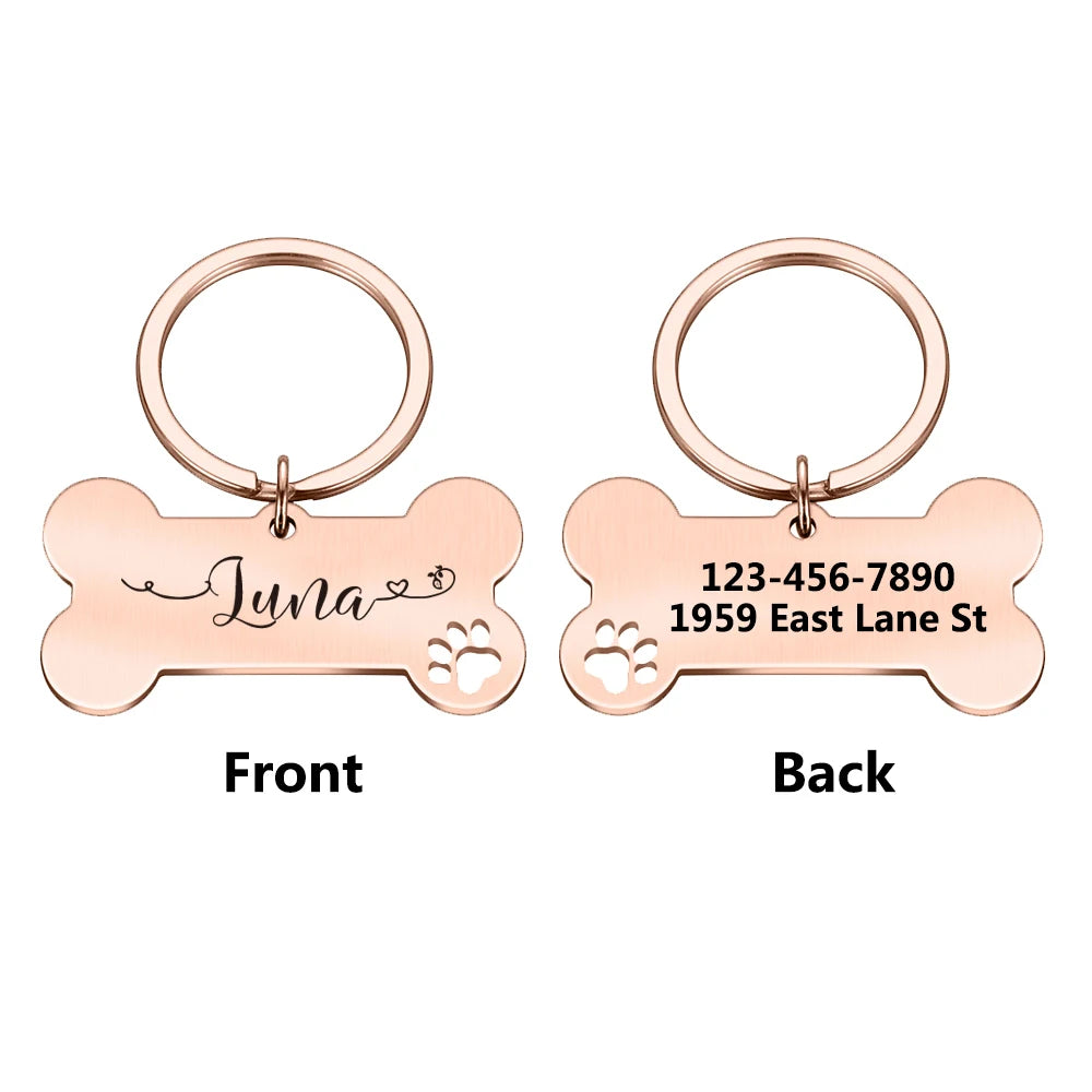 Metal Personalized Bone Shaped Dog ID Tag - 4 Colors, Customize, Engrave