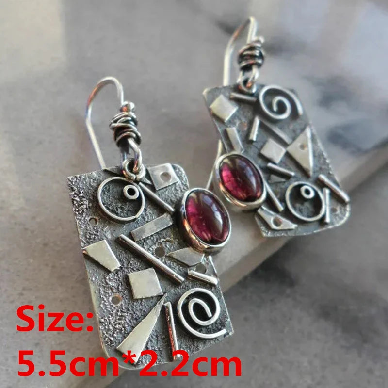 Collection of Zinc Alloy Resin Dangle Earrings - Geometric Asymmetric Boho Trendy Unique