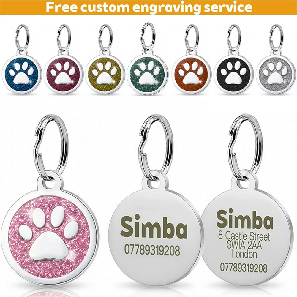 Aluminum Paw ID Tag for Dogs/Cats - Customize, Lazer Engrave