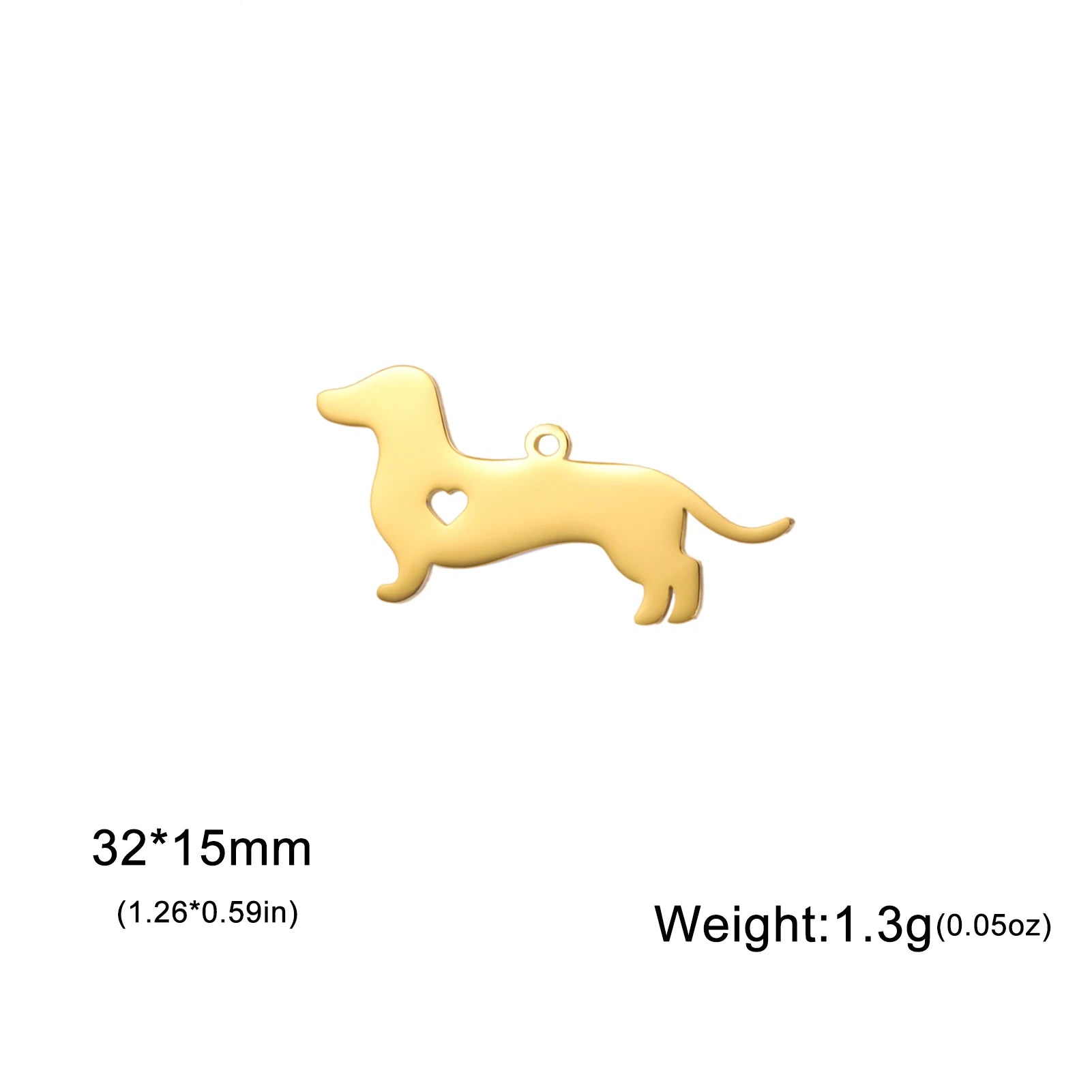 Covered Stainless Steel Dog & Wolf Charms with Cutout Hearts - For Bracelets & Necklaces