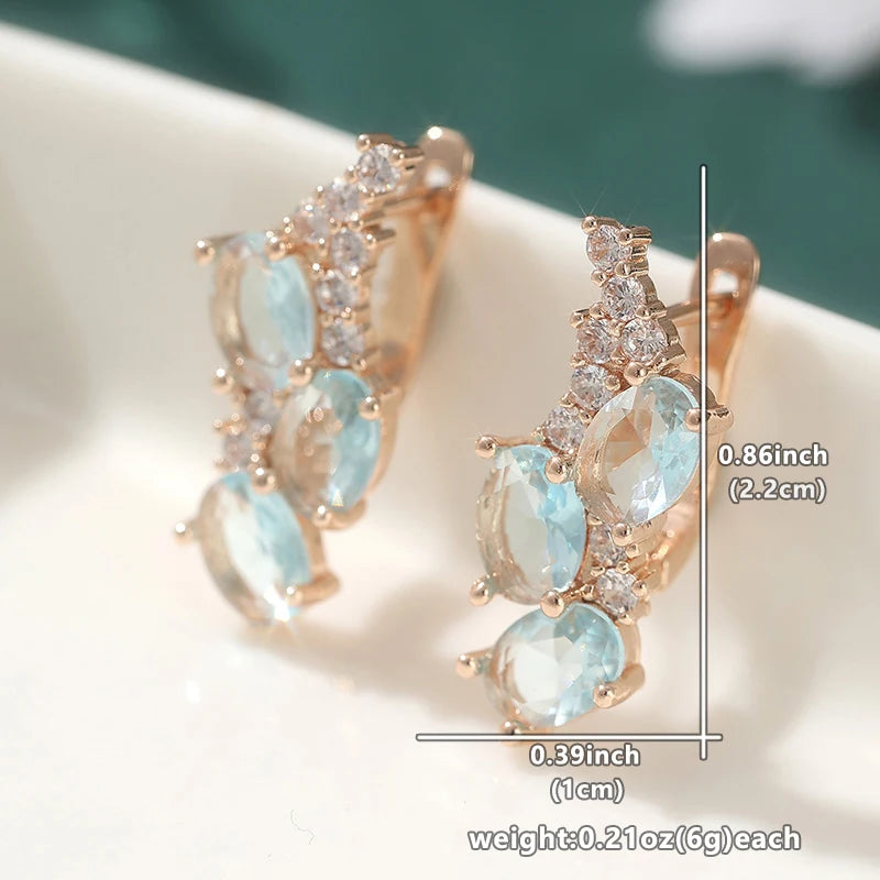 Clear Blue CZ KC Gold Plated Copper Earrings