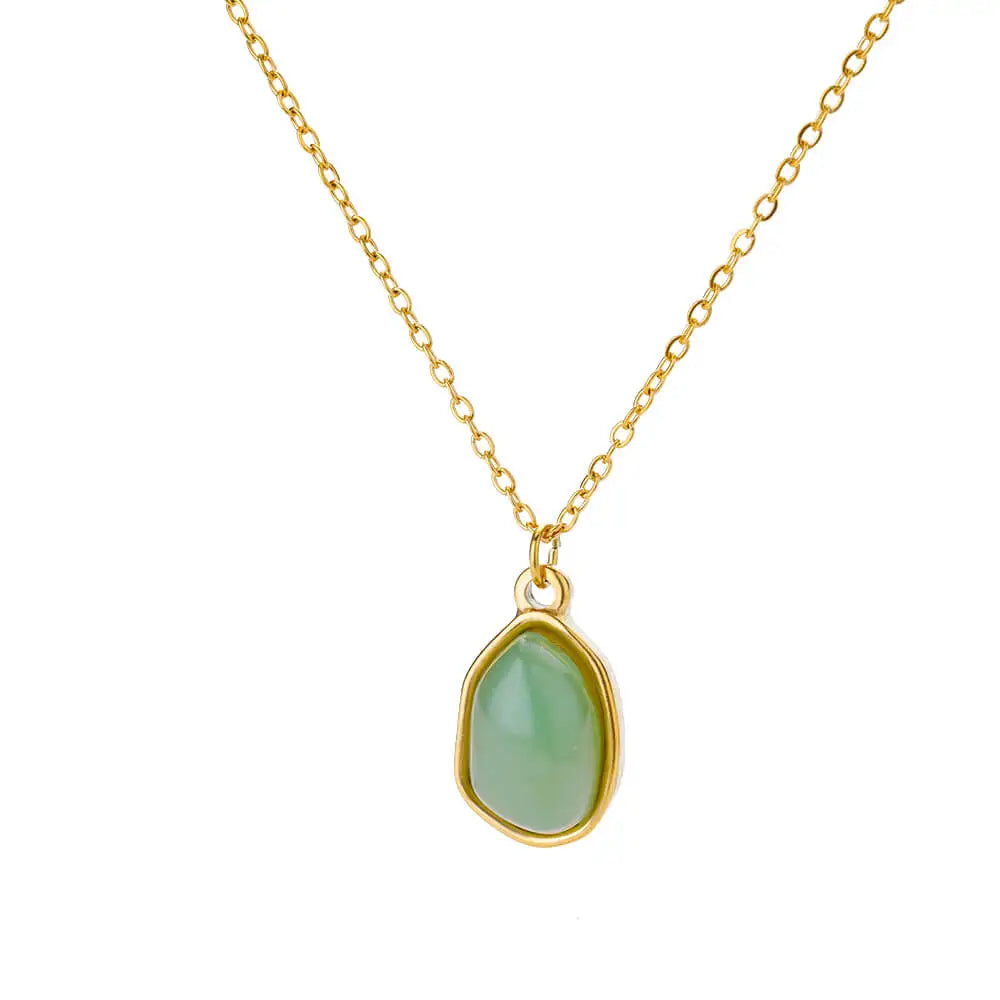 Opal Stone Pendant Stainless Steel Necklace
