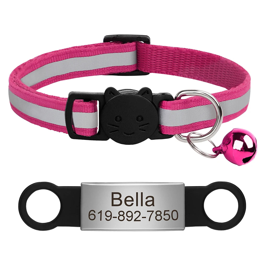Reflective Fabric Pet Collar with Engravable ID Tag