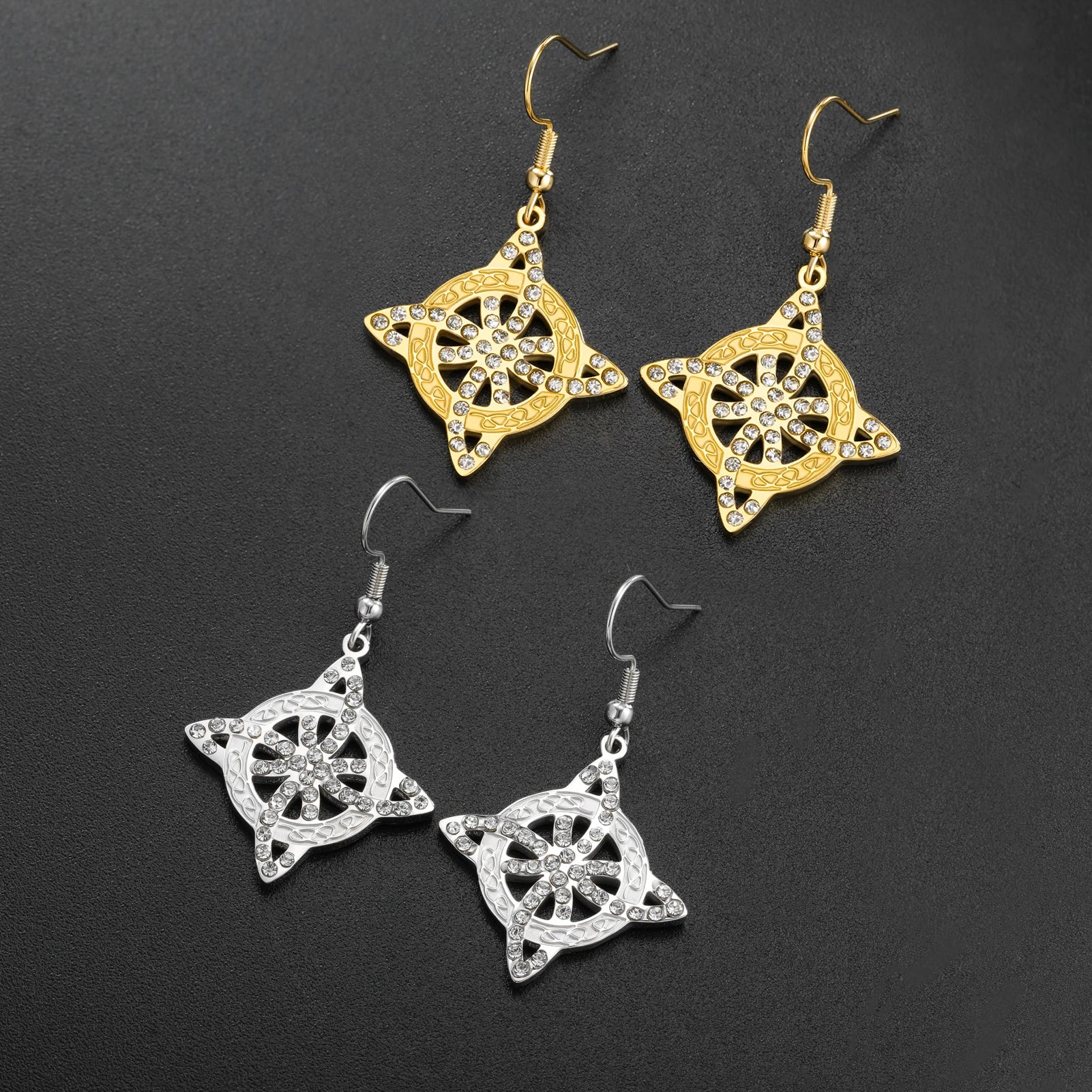 Witchcraft Celtic Knot Zircon Stainless Steel Drop Earrings