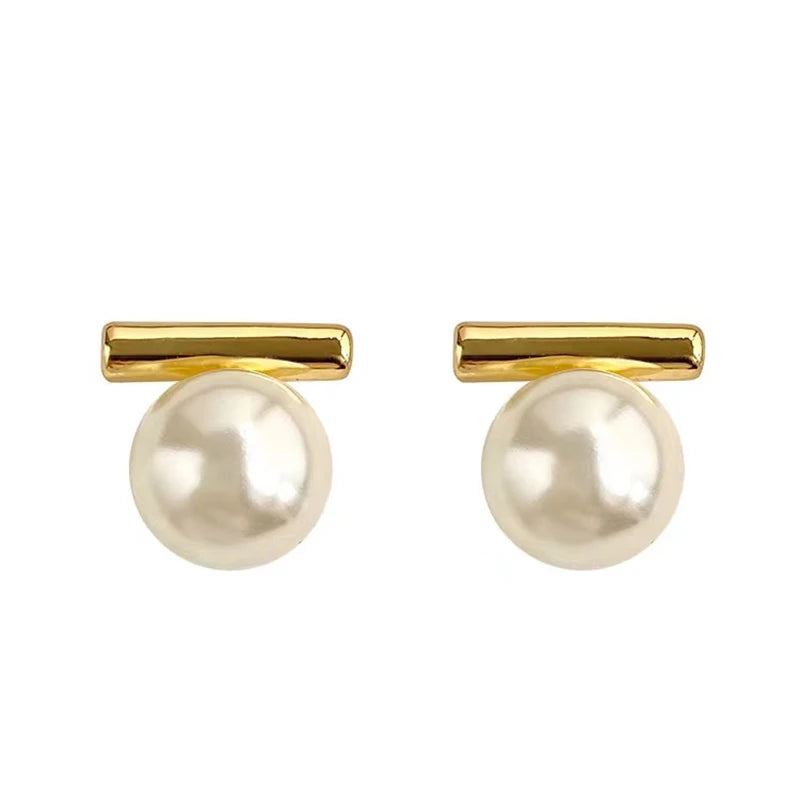 Faux Pearl Pendant Copper Alloy Earrings - White, Gray, Brown Pearl