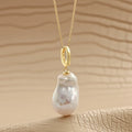 Large Luxury Faux Pearl Earrings & Necklace 14k Gold Plated