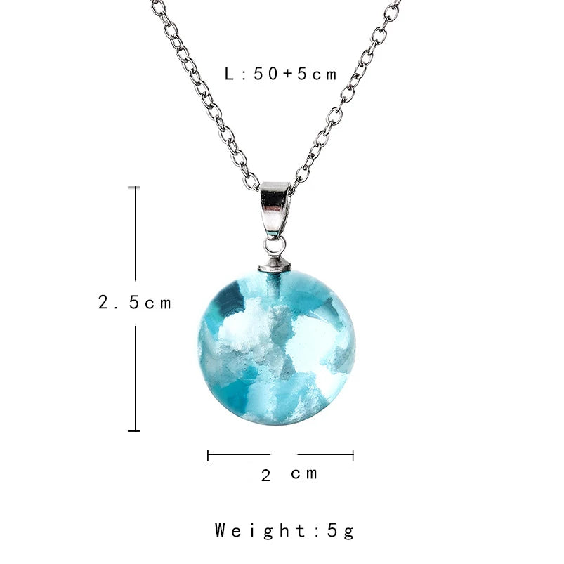 Transparent Resin Ball with Clouds Pendant Necklace in Zinc Alloy - More Styles: Half Moon, Bird