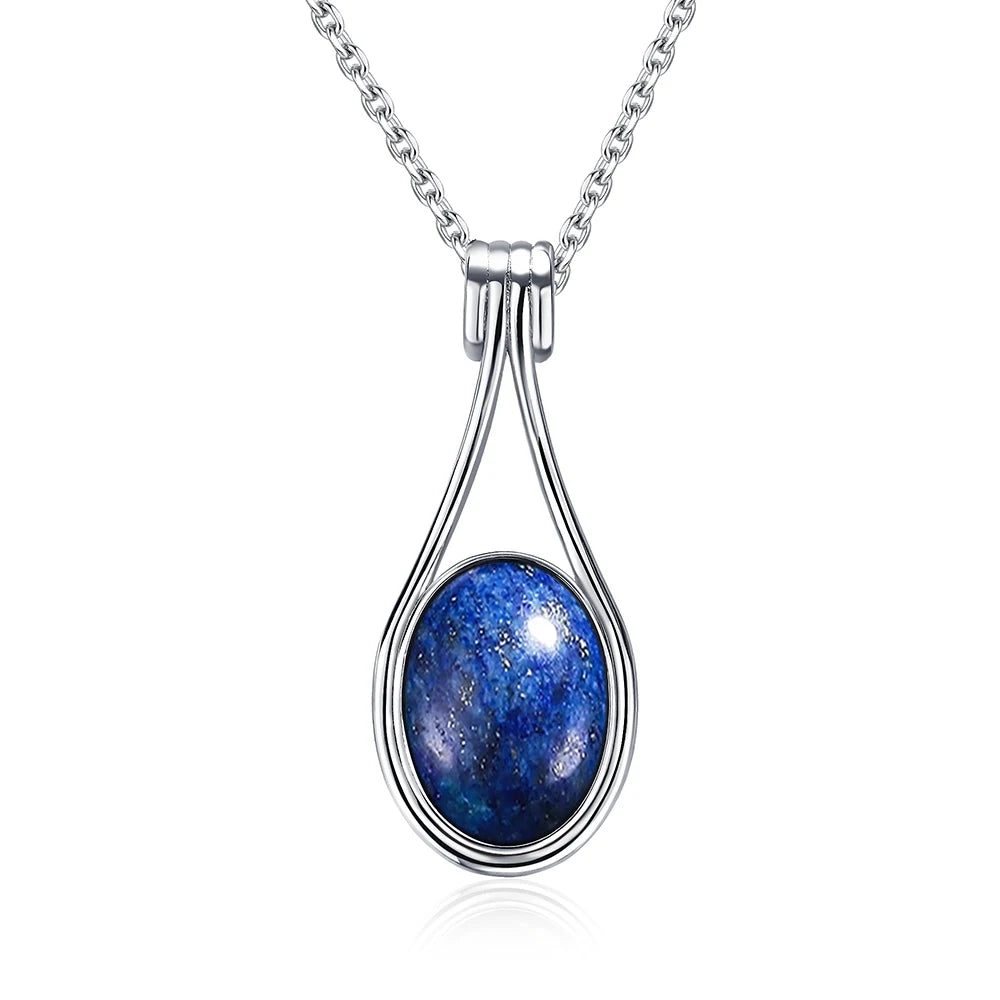Platinum Plated Sterling Silver Pendant Natural Labradorite