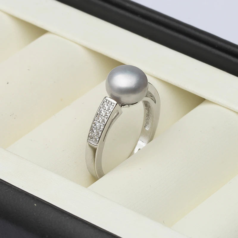 Genuine Freshwater Pearl Adjustable Ring in 925 Sterling Silver