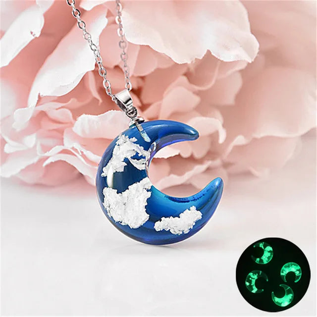 Transparent Resin Ball with Clouds Pendant Necklace in Zinc Alloy - More Styles: Half Moon, Bird