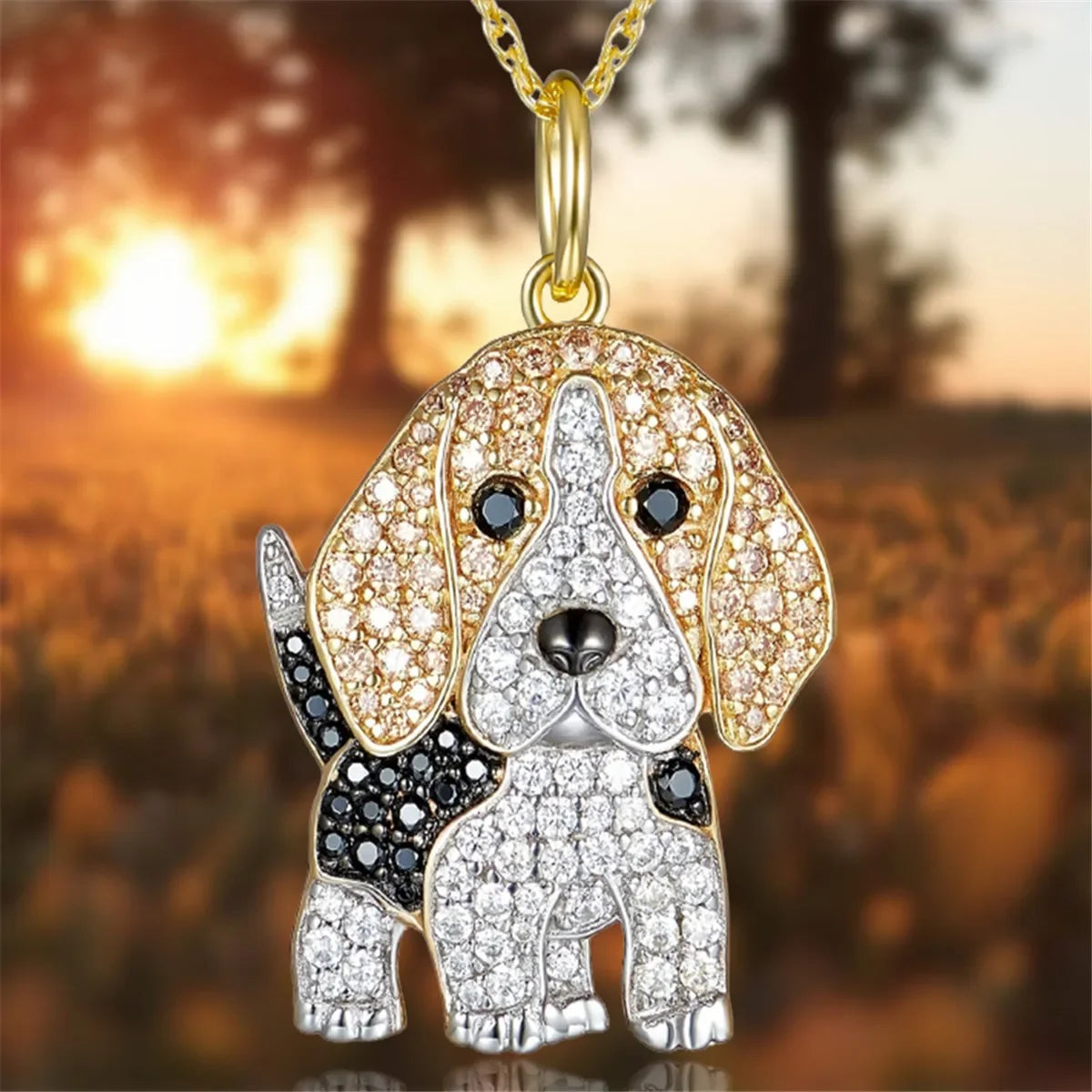 Collection of Dog Pendant Necklaces in Zinc Alloy with CZ Stones - Choose Your Favorite Breed