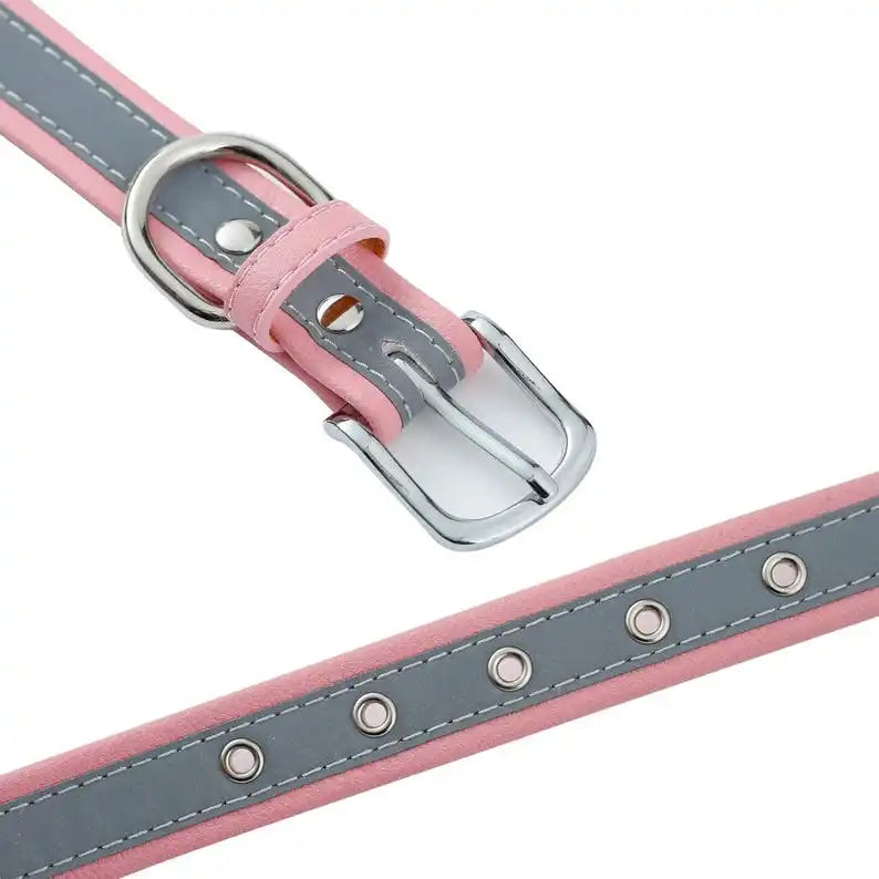 Faux Leather Adjustable Pet Collar - Customize, Engrave, Name Tag, ID Necklace